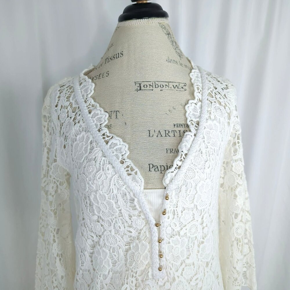 Diane Von Furstenberg DVF White Dress 4 Small  Bridal Lace Crochet Boho - Picture 2 of 10